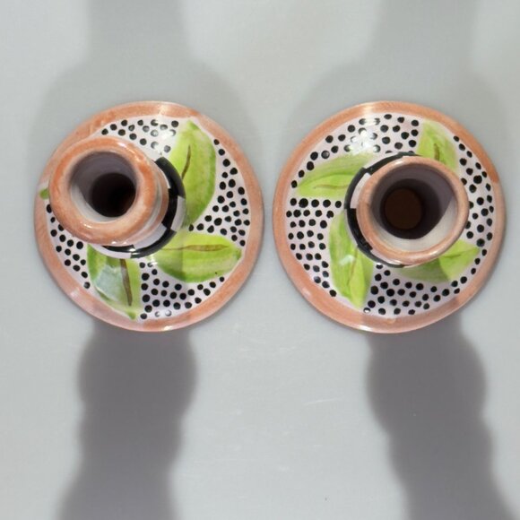 Hand-Painted Ceramic Candlestick Holders Pair With Unique Design - Picture 5 of 8